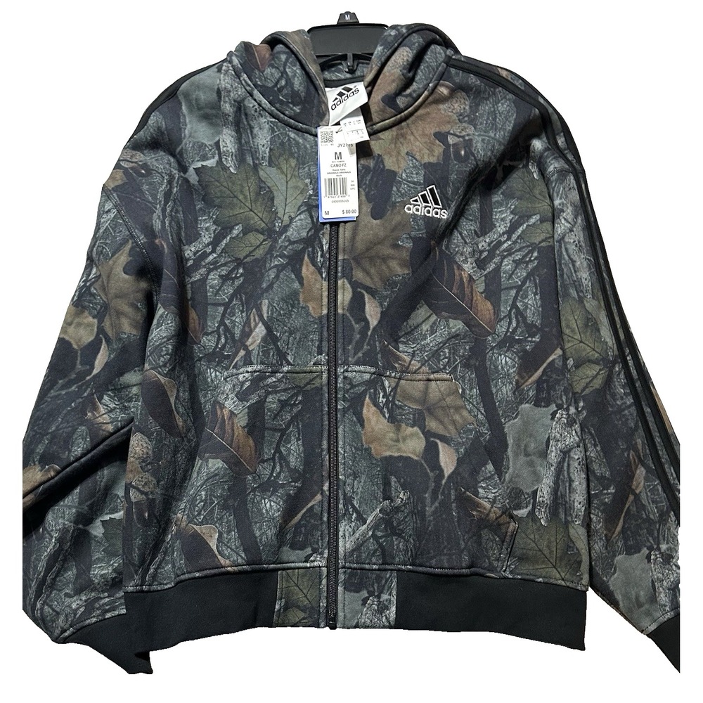 Adidas JY2775 Camo FZ Track Top 3 Stripe Full Zip Hoodie Jacket Men's Md (R1)
